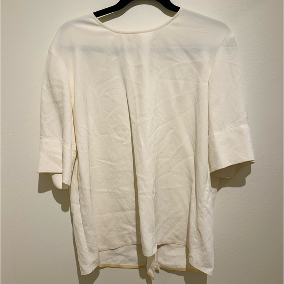 Everlane Women's Size 6 White Ivory Japanese GoWeave Crewneck Blouse Zipper Back - Picture 3 of 7